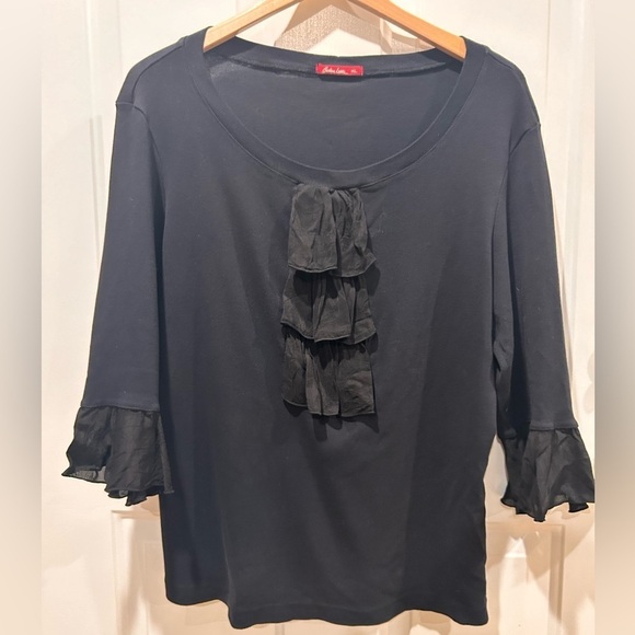 Barbara Lesser Romantic Ruffle Top In Black Size XL - Picture 5 of 10